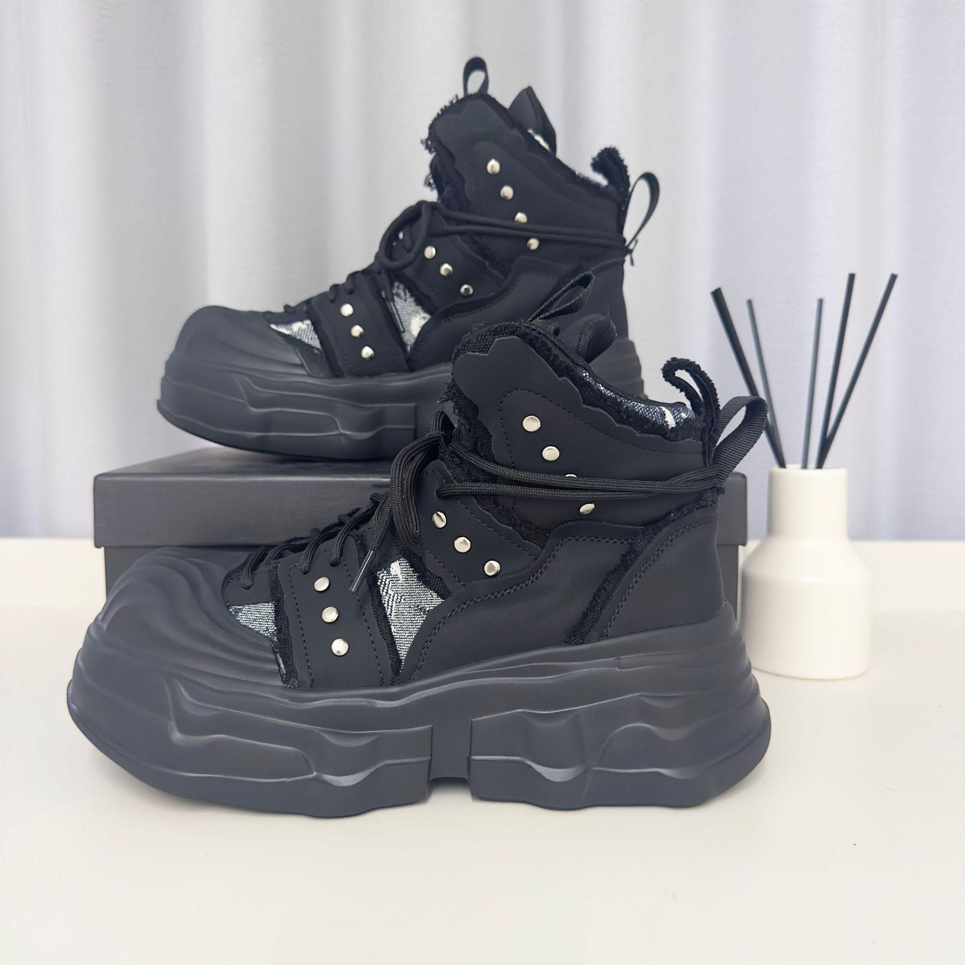 

HEYANG Мужские осенне-зимние ботинки Мартин с увеличением роста - Дышащие, на толстой подошве, универсальные кроссовки для папы 40 чёрный