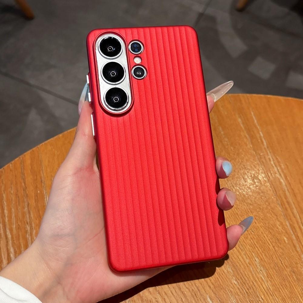 3D Stripe Luggage PC Cover Red & Clear Phone Case For Samsung Galaxy S26 Ultra S26+ S25 S24 S23
