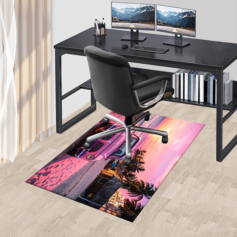 

beach car Crystal Velvet Office chair mat Area Rug - Non-Slip, Floor Mat, Office Desk Chair Rugs,Christmas Gift-1106092 60cm by 90cm