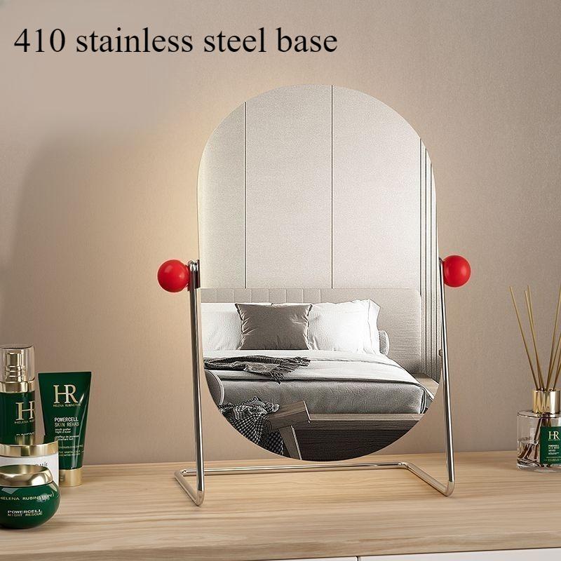 

Oval Decorative Mirror Modern Desktop Makeup Mirror Luxury Metal Rotatable Aesthetic Mirrors Household Dressing Accessories