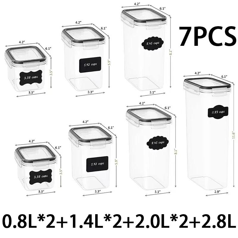 

7 шт. герметичные контейнеры для хранения пищевых продуктов с кладовой и набор контейнеров для хранения сухих пищевых продуктов, муки и сахара
