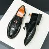 Fashion Luxury Business Formal Leather Shoes Gold Men's Casual Slip-On Oxford Fashion Pointed Office Shoes Patent Leather Tassel Shoes