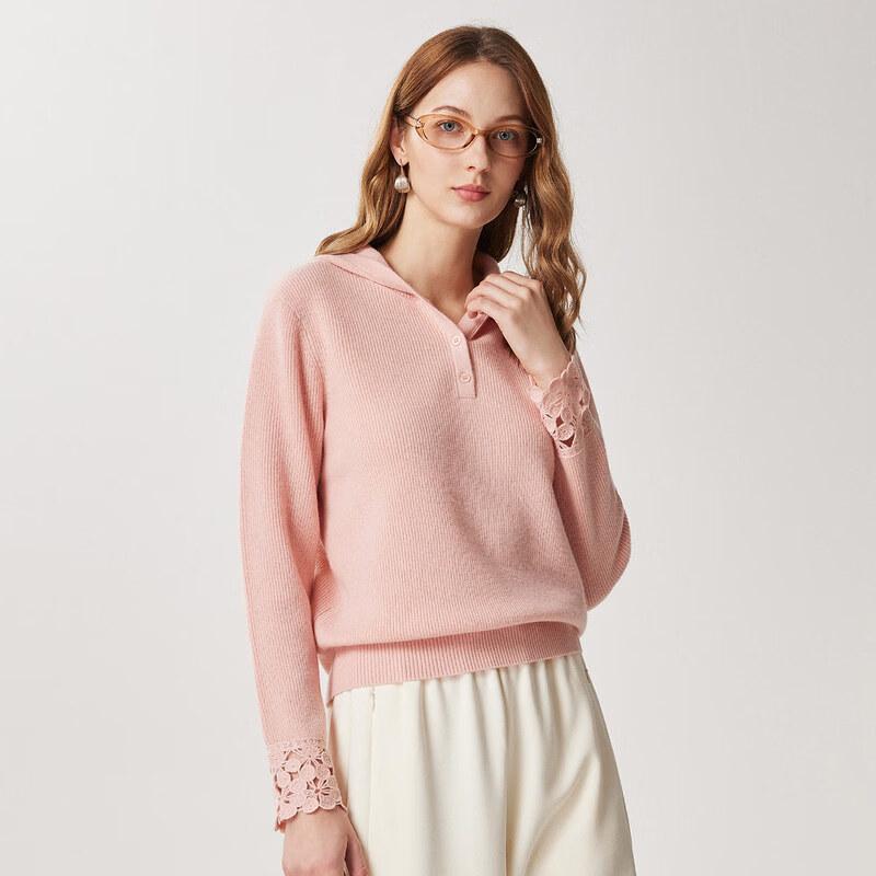Zhaojun Women's Hooded 100% Wool Embroidered Knit Sweater