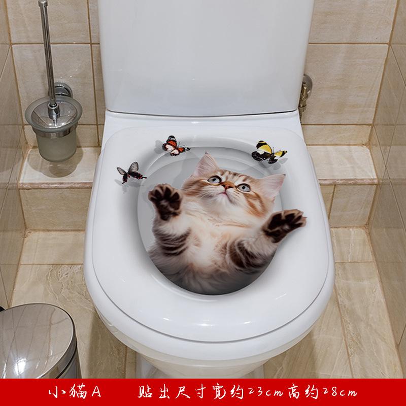 Toilettenaufkleber 3D Katze Lebhafter Wandaufkleber Mode Lieblich Tier PVC Wasserdichte Aufkleber Für Badezimmer Toilette Küche Dekorativ