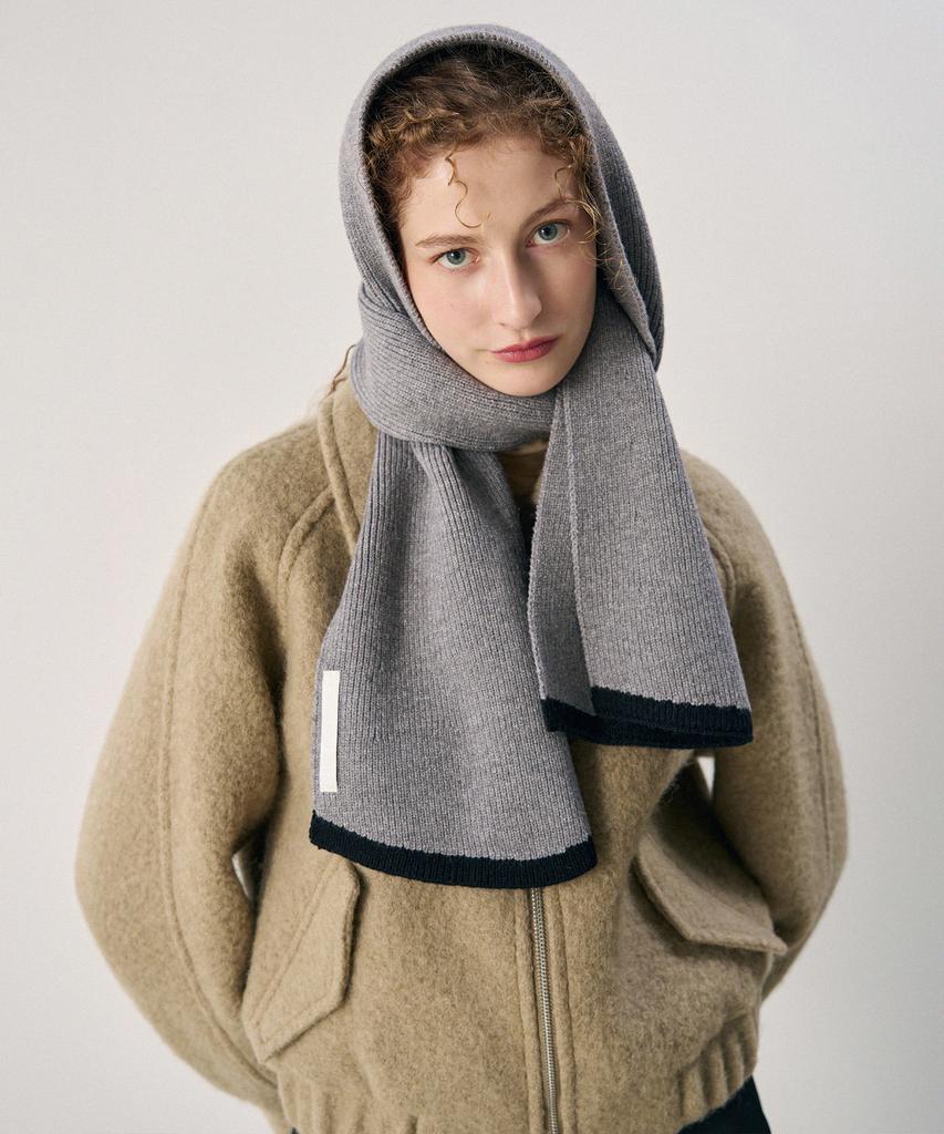 Deuloupisumeon Line Flare Ribbed Knit Scarf [Endless Blue]