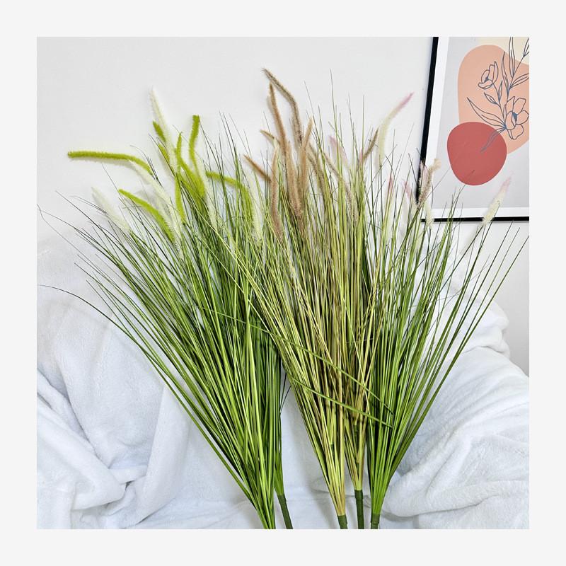 Artificial Green Plant 7head Dogtail Grass For Home Garden Decor And Event Photography