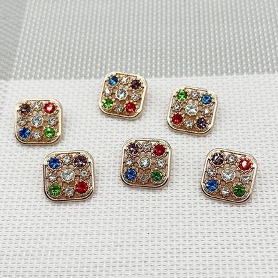 Bottoni Quadrati in Metallo di Alta Qualità con Pietre Preziose Vintage e Diamanti per Maglione Lavorato a Maglia e Cappotto