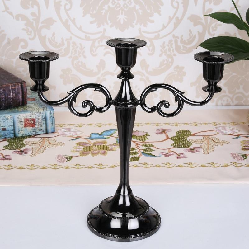 

1Pc Gold Plated 3 Head Candle Holder Vintage Candelabra for Wedding Home Decoration 1Pc чорний