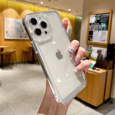 Lüks şeffaf kılıf iPhone 13 14 15 Pro Max 12 11 Xs X XR 7 8 SE 2022 2020 Coque darbeye dayanıklı tampon şeffaf yumuşak silikon kapak Fundas