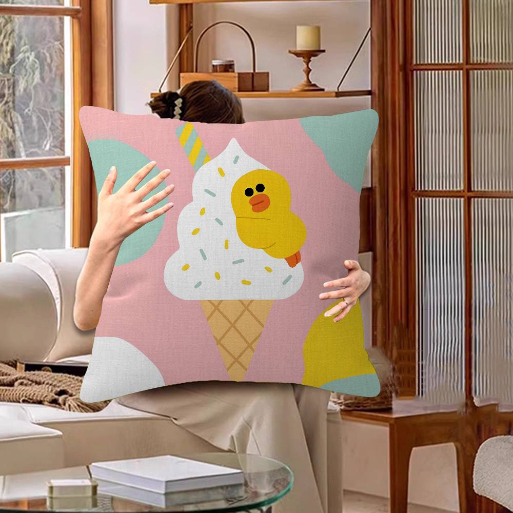 Cute Cartoon Art Duck Pillow Gift Home Office Decoration Bedroom Sofa Car Cushion Cover case 45x45