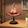 Fantasy Glass Lampshade Stained Style Witch Hat Lamp, USB Powered Resin Wizard Night Light Dorm Room Desk Lamp with Sun Star, Gothic Halloween