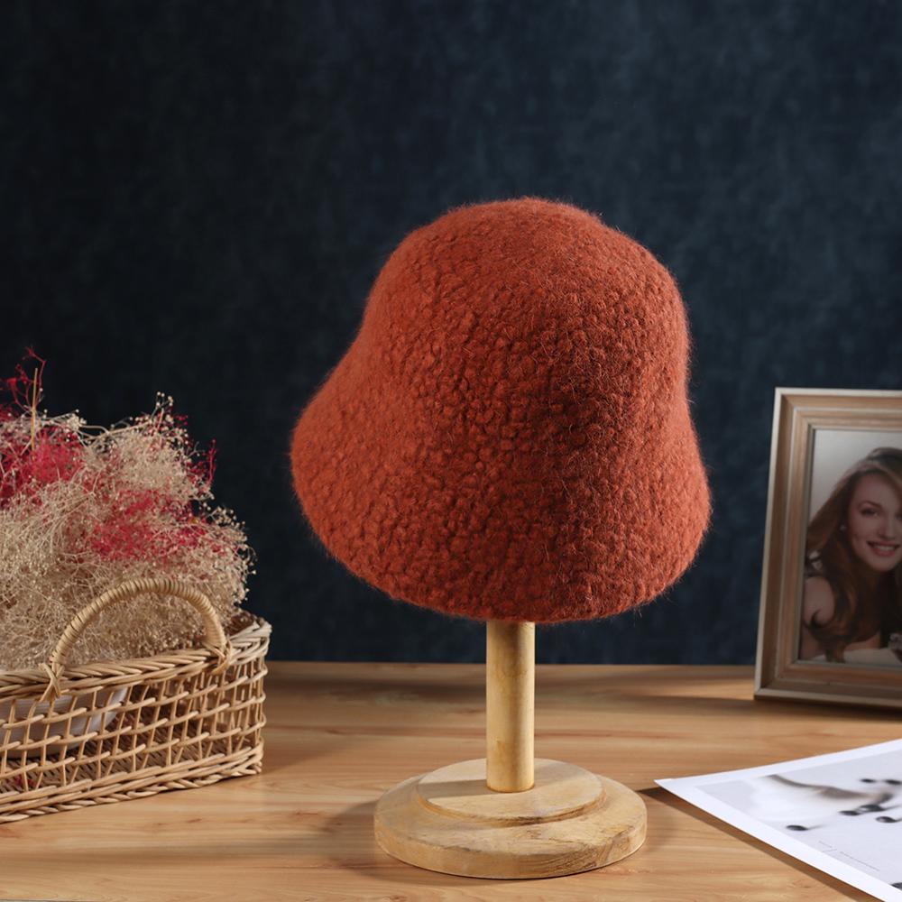 Hat Soft Women's Winter Bucket Hat Felt Lamb Wool for Girl Autumn and Winter Fashion Fur Panama Hip Hop Hat Off White Cap