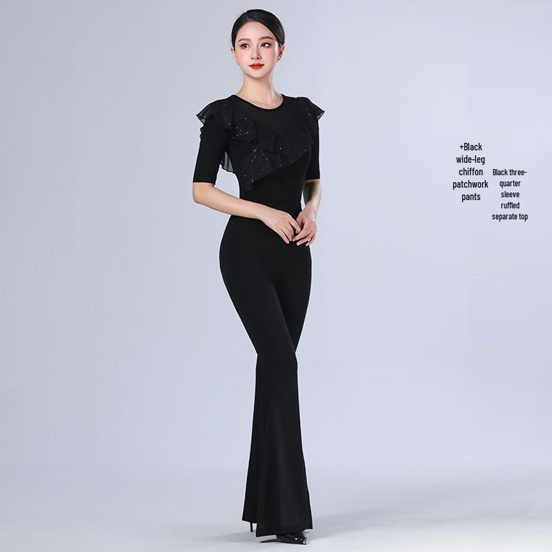 2026 Women's Sequin Ruffle Leotard - High-End Spring/Summer Figure Training & Etiquette Outfit
