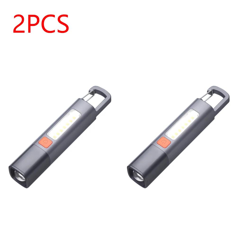 1-10Pcs Outdoor Flashlights Portable Strong Light Variable Focus with Floodlight Side Lights Long Range Torch USB Rechargeable
