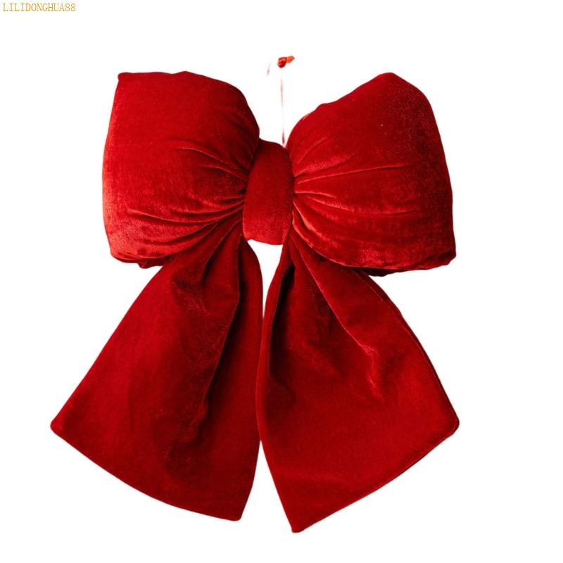 J1HA Luxurious Velvets Holiday Bowknot Decorations Easy Hanging Accessory For Fireplaces Tabletops Christmas Displays