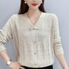 Spring and Autumn Knitwear Western Style Loose All-match Sweater Bowknot Long-sleeved Hollow Bottoming Top Women