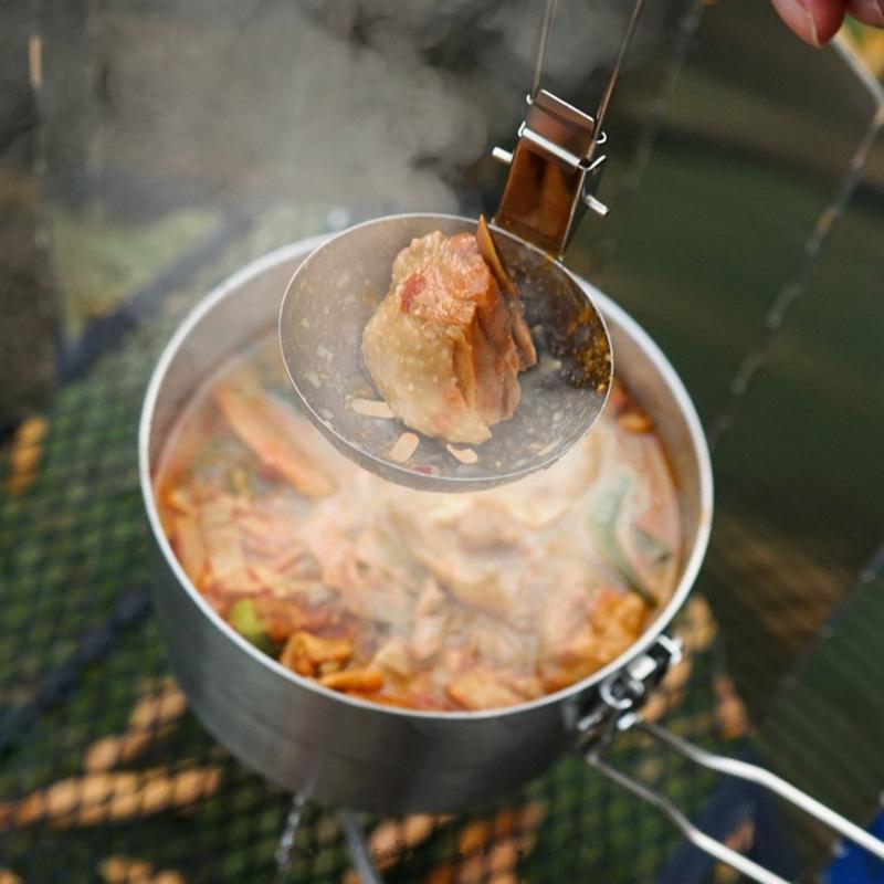 Outdoor Camping Colander/Soup Ladle Stainless Steel Tableware Foldable Spoon