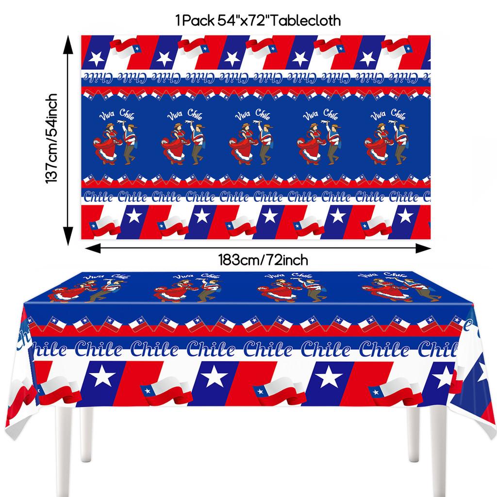 Chile Flag Party Tablecloth With Waterproof Material For Celebrations And Events