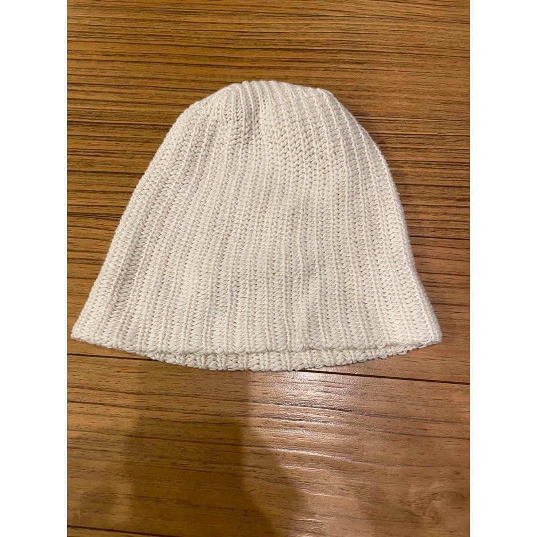 Used Columbia knit beanie cotton white madeinUSA