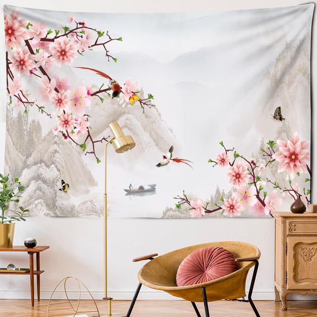 Reichhaltiger Blumen-Wandteppich, Pfingstrosen-Schirmmuster, Wandbehang, schlichter Stil, Bohemian-Hippie-Hexerei, TAPIZ-Kunst, Schlafsaal-Dekoration