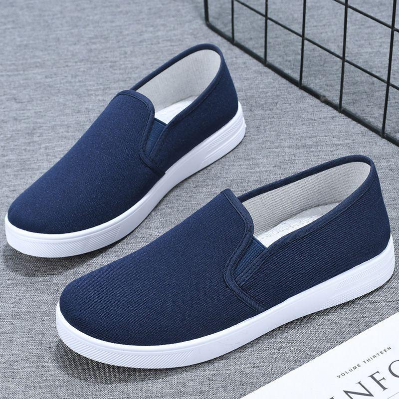 Women's Black Flat Canvas Shoes - Soft Sole, Casual, Morning Exercise Sneakers