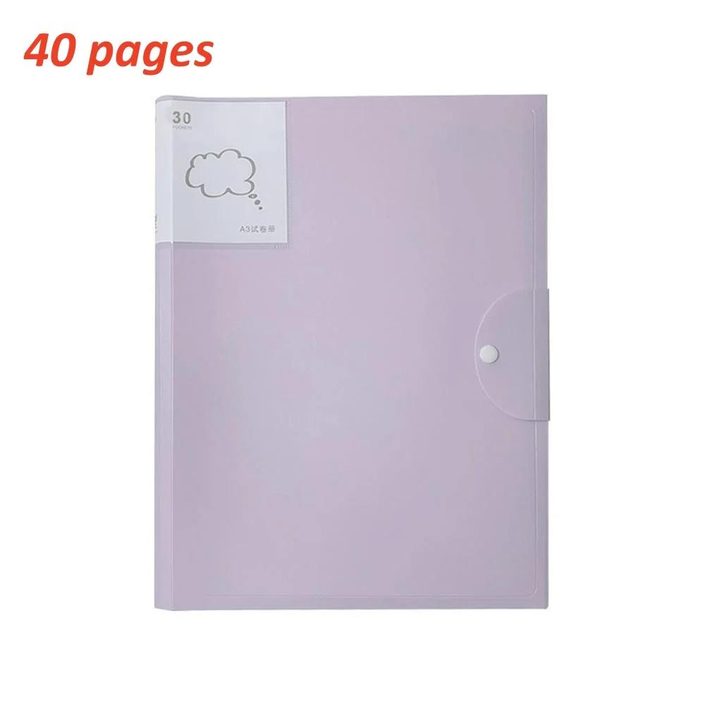 1pc 20/30/40 Pocket File Folder Picture Album Document Bag File Folder Art Work Collection Organizer Office Student Supplies