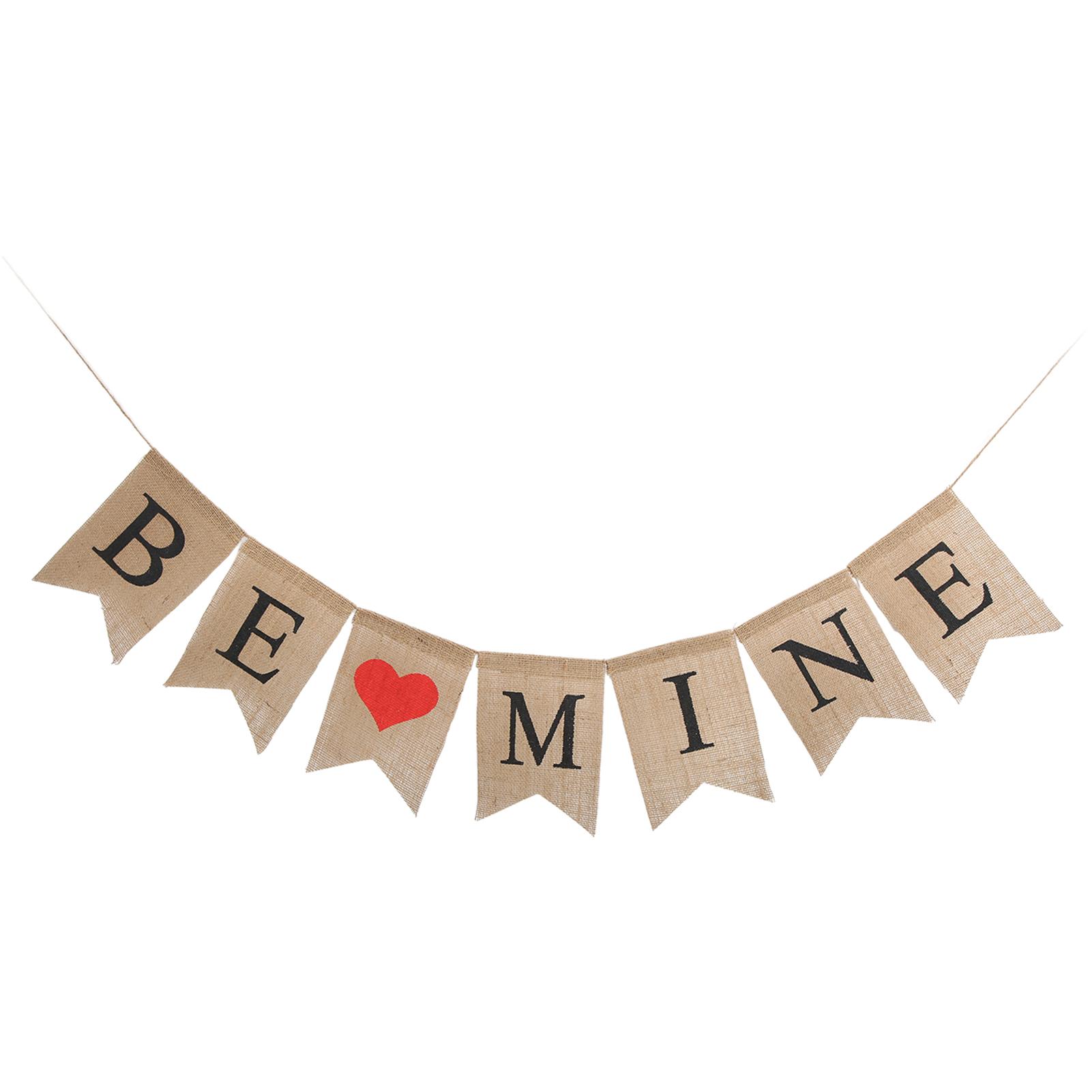 Баннер на День святого Валентина БУДЬ МОИМ Сердце Мешковина Смокинг Баннер для вечеринки на День святого Валентина Настенное украшение