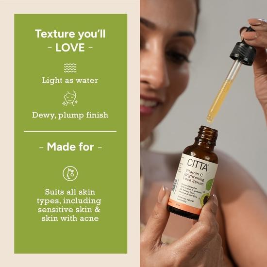 CITTA Vitamin C Aufhellendes Gesichtsserum Für Strahlende Haut| Vitamin C Serum Gegen Pigmentierung | Ascorbinsäure | Kakadu Pflaume Vitamin C Serum | 30 ml