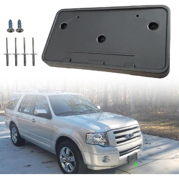 Front License Plate Frame for Ford Expedition 2007-2014 Front Bumper License Plate Holder Mounting Bracket Cover Replace # 7L1Z-17A385-AA Partslink #