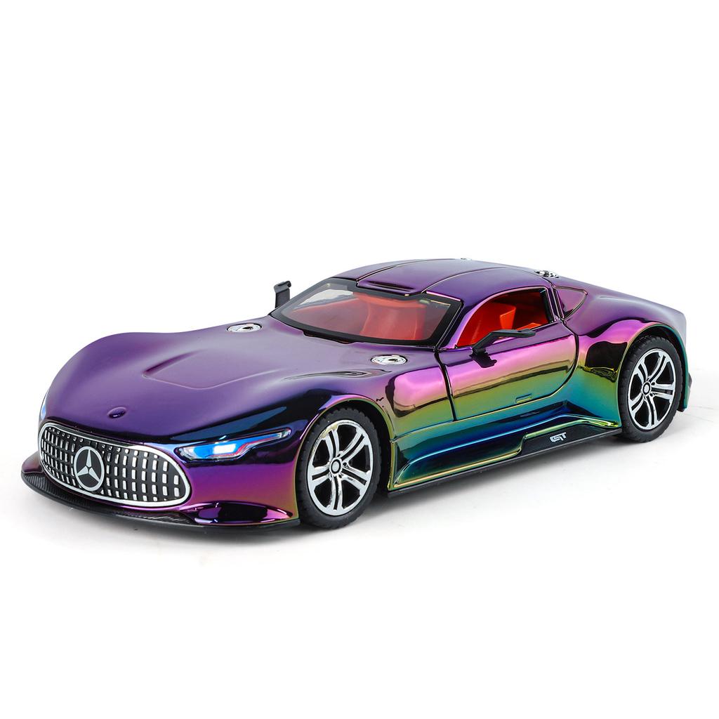 Simulation 1/24 Benz Vision GT Alloy Car Model with Sound Light Pullback Children Boy Diecast Toy Vehicle Gift Miniature Voiture