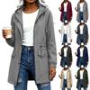 Trench-coat à capuche mi-long pour femme - Veste décontractée ample pour l'extérieur et le quotidien