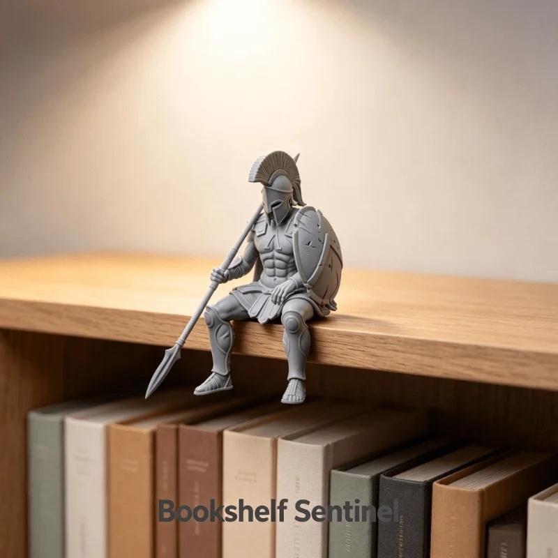 Sitting Spartan Warrior Figurine 3D Printed Hanging Leg Greek Statues Display Screen Mini Decor for Gaming Desktop Office Gifts