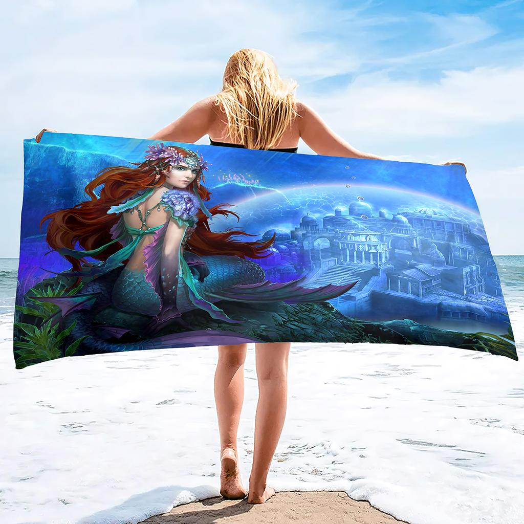 Beach Towels Mermaid Bath Towels Microfiber Pool Towel Shower Towel Beach Towels Quick Dry Pool Towels Gifts for Kids Girls