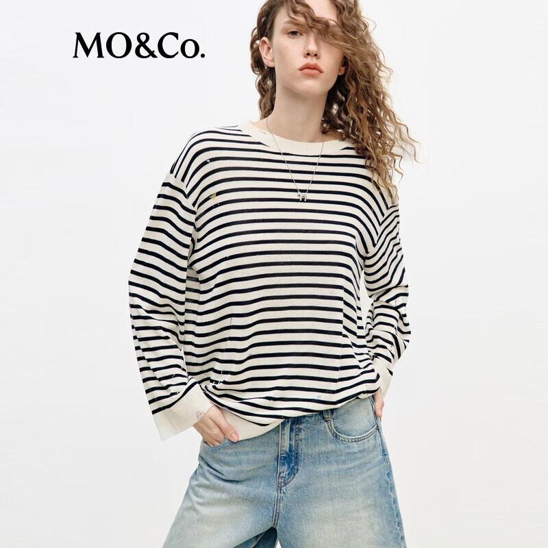 MO&Co. Spring Knitted Pullover with Linen Blend
