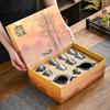 Kiln-changed gold silk cover bowl ten-headed kung fu tea set gift box set ceramic tea cup commercial meeting gift business