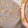 7 Pairs Of Women Earrings Alloy Creative Simple Butterfly-shape  Earring Set