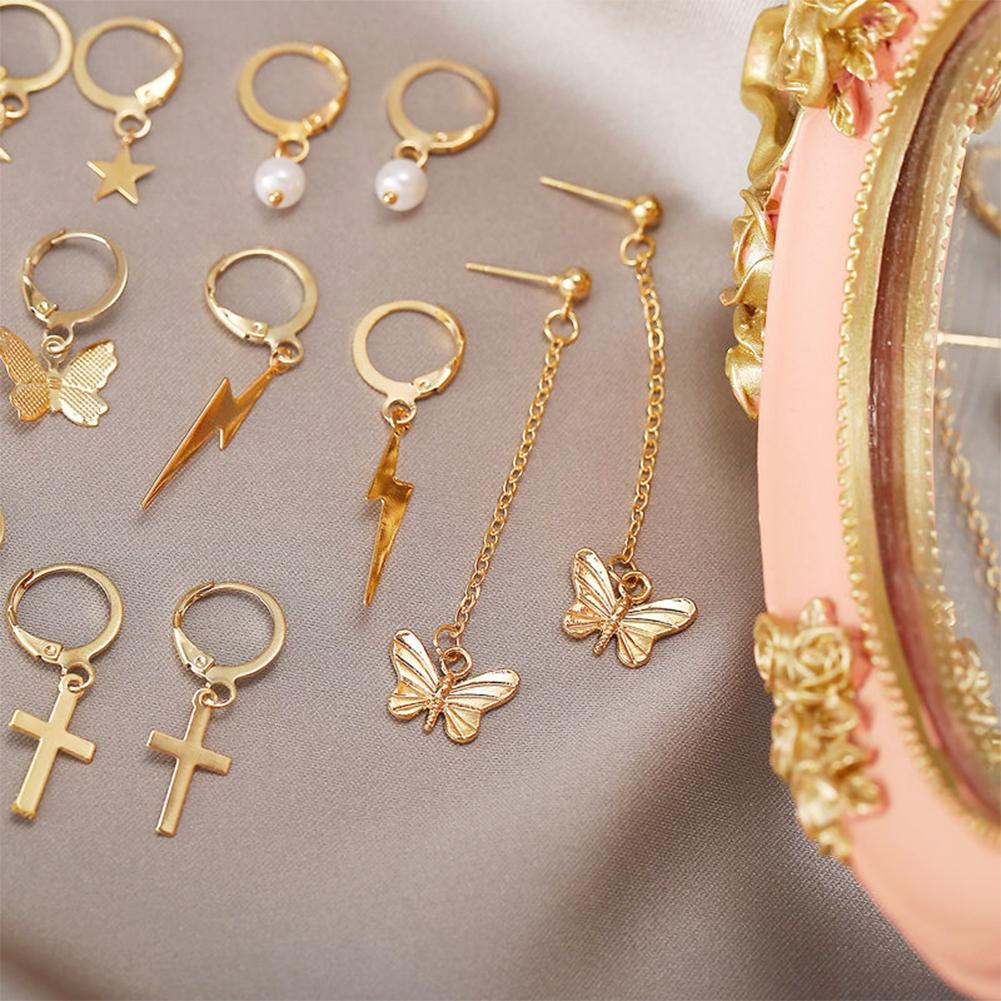 7 Pairs Of Women Earrings Alloy Creative Simple Butterfly-shape  Earring Set