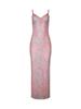 Damen Sexy Geblümtes Maxikleid V-Ausschnitt Spaghettiträger mit Offenem Rücken Figurbetontes Geblümtes Rückenfreies Kleid für Sommerurlaub Strand Romantische Anlässe
