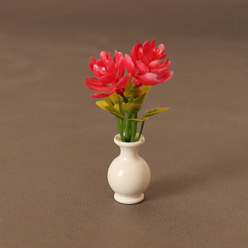 

1:12 кукольный домик миниатюрная ваза горшечные растения цветочный горшок бонсай модель сад домашний декор игрушка кукольный дом аксессуары красный