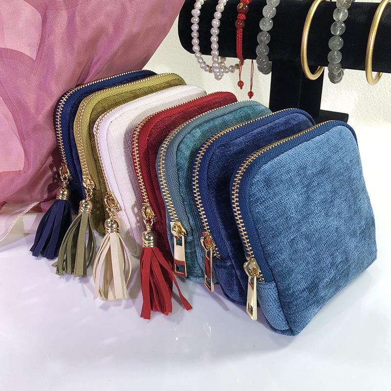 Tassel Decor Jewelry Storage Bag Multi-Layer Lining Portable Travel Organizer for Rings Necklaces Bracelets Large Capacity Jewel
