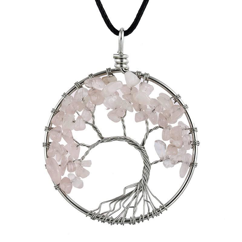 Amethyst Tree of Life Pendant with Colorful Stone Accent