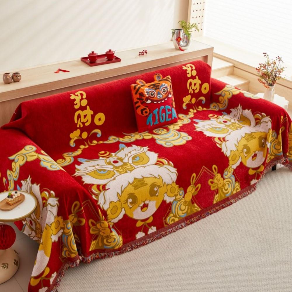 Chinese Style Wedding Sofa Cover for Living Room Sofa Mat Non-Slip Couch Slipcover Towel Protector Decor Cloth Sofa Sofa Cushion