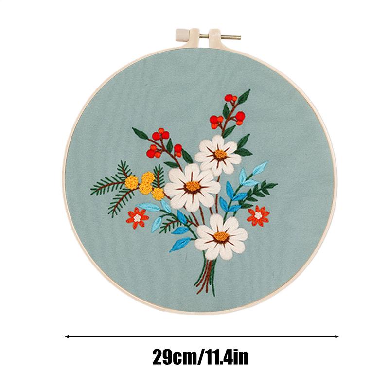 Flower Pattern Hand Embroidery Beginners Kit Embroidery Sewing Needlepoint Set Craft for Embroidery Enthusiasts Lovers