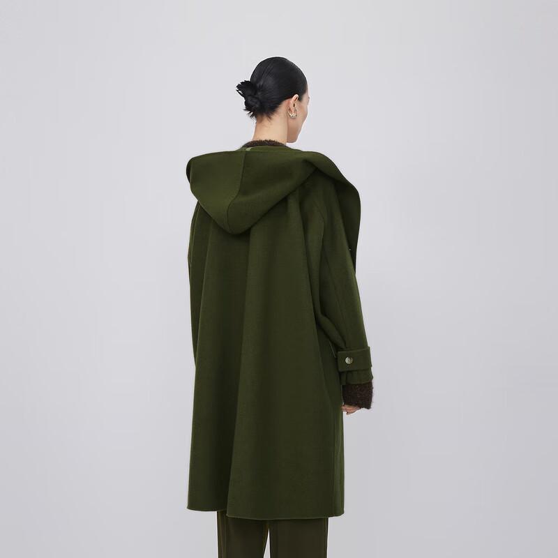 

LESS 2023 Winter Hooded Wool Blend Mid-Length Coat M