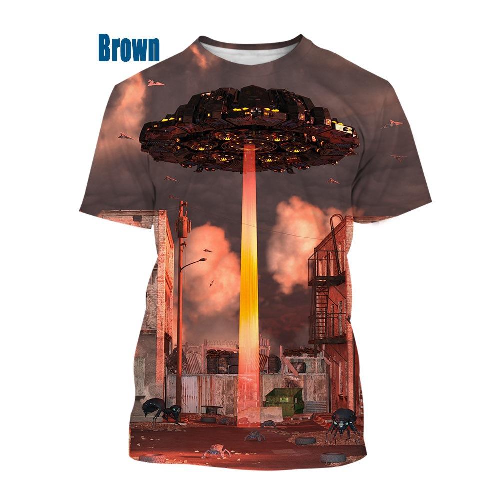 

Футболка с короткими рукавами с принтом космического корабля 3D для взрослых и мужчин, летняя спортивная одежда больших размеров L