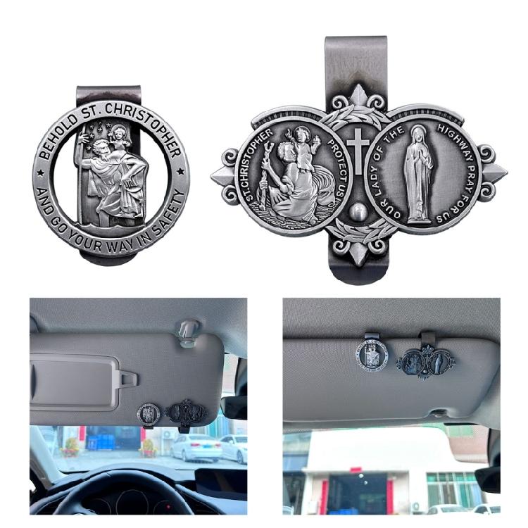 Catholic Enamel Pin Button Badge Christian Saint Car Visor Clip Medals Pin for Safe Journey Travel Blessing