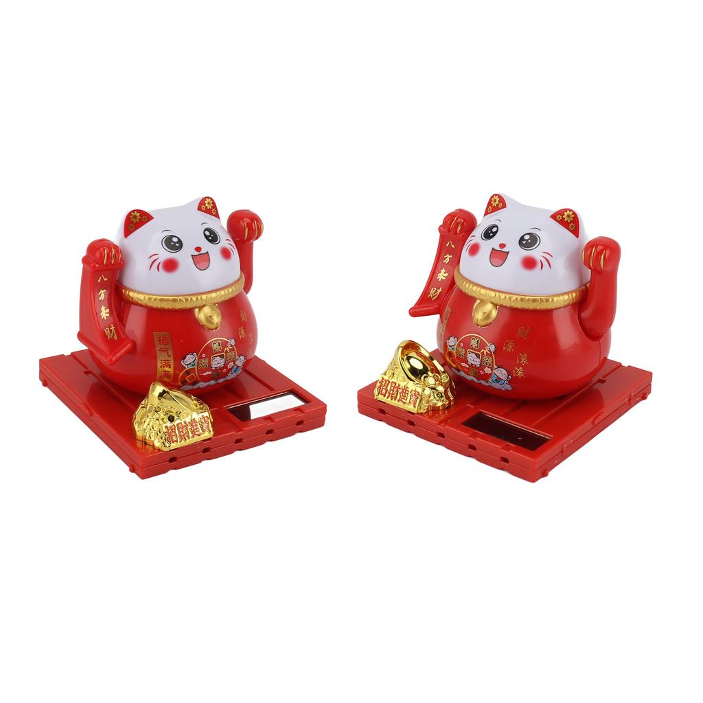 Kot na szczęście zasilany energią słoneczną, jasne kolory, energooszczędny, machający kot na energię słoneczną, szczęśliwe bogactwo, witający kota