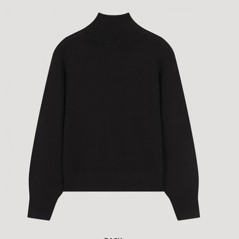 Ea S miSS Cardigan Tricotat cu Gât Înalt din Amestec de Lână cu Fermoar SSkcdo42630 Bk