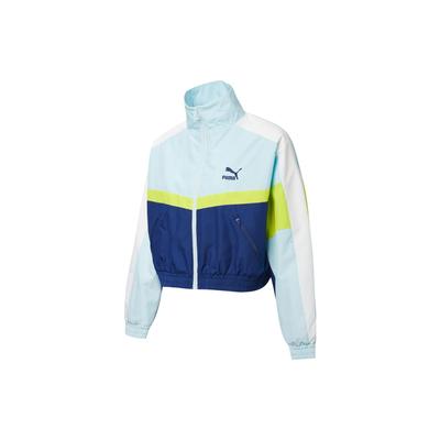 Μπουφάν Αθλητικό Ρετρό με Φερμουάρ και Όρθιο Γιακά Color Block Γυναικείο Μπουφάν Μπλε 532686-50