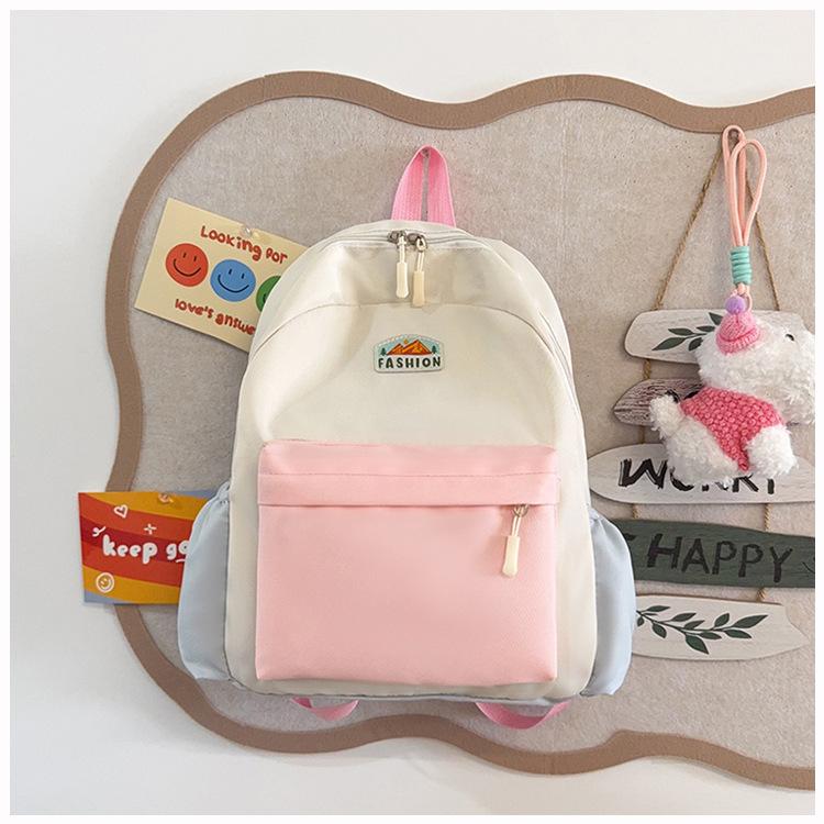 Schoolbag new children's high-value contrasting color foreign style schoolbag kindergarten trend lightweight leisure outdoor waterproof backpack